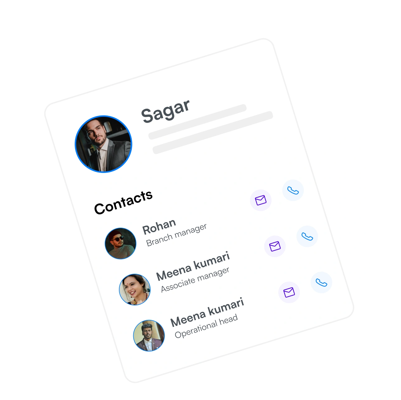 Contacts management interface