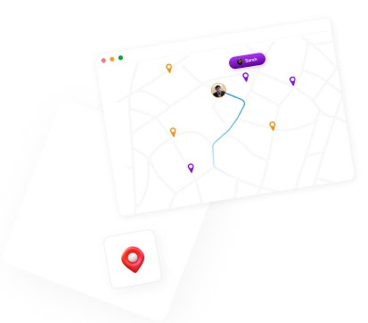 Employee tracking map with location pins