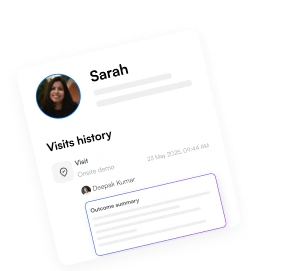 Employee visits history and outcome summary card