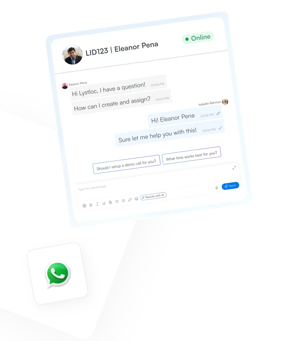 Meeting notes interface with communication tools