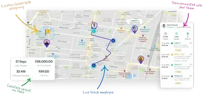 Field workforce tracking map interface